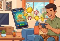 Pemain pemula sedang melakukan top up chip Royal Dream dengan aman dan cepat melalui smartphone